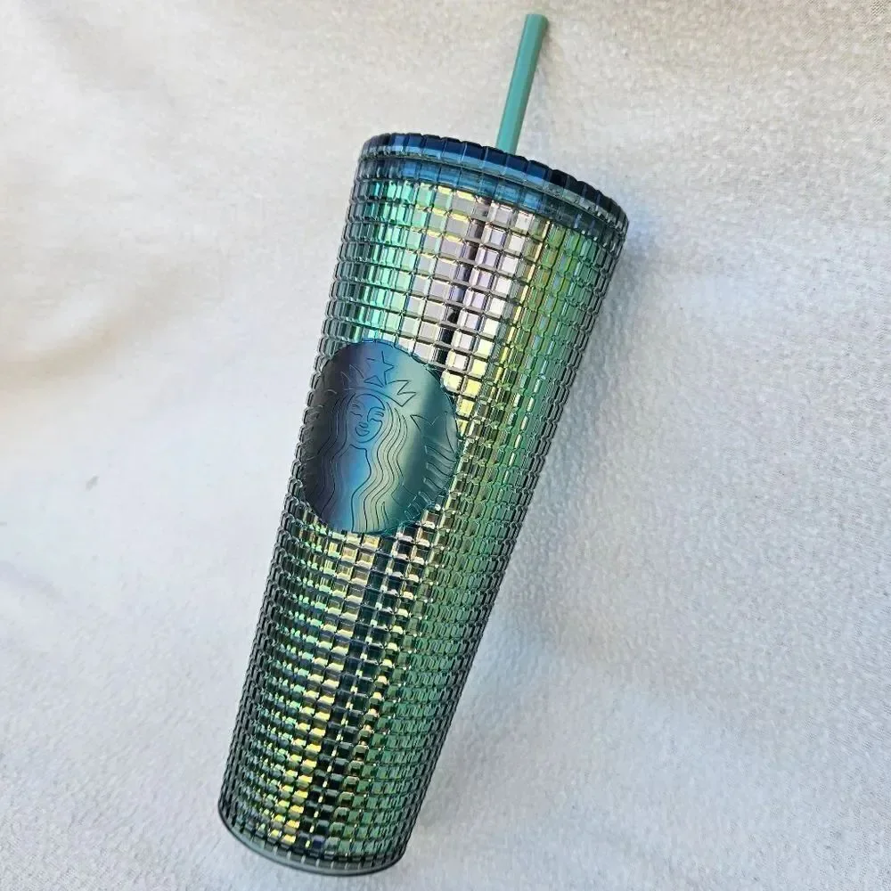 Starbucks Green Rainforest Grid Iridescent Tumbler 24oz